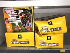 4 X POCKET HOSE COPPER BULLET 100 FT - NEW & EXPANDING - TOUGH, DURABLE, LIGHTWEIGHT & EASY TO USE - GARDEN EQUIPMENT - FLEXIBLE COLLAR TO PREVENT LEAKS - INCLUDES ADJUSTABLE 3 SPEED NOZZLE: LOCATION