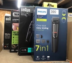 QUANTITY OF HEALTH & BEAUTY ITEMS TO INCLUDE PHILIPS 7-IN-1 ALL-IN-ONE TRIMMER, SERIES 3000 GROOMING KIT FOR BEARD & HAIR WITH 7 ATTACHMENTS, INCLUDING NOSE TRIMMER, SELF-SHARPENING BLADES, UK 3-PIN