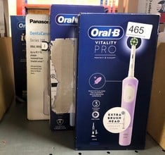 QUANTITY OF HEALTH & BEAUTY ITEMS TO INCLUDE ORAL-B VITALITY PRO ELECTRIC TOOTHBRUSHES FOR ADULTS,1 HANDLE, 2 TOOTHBRUSH HEADS, 3 BRUSHING MODES INCLUDING SENSITIVE PLUS, 2 PIN UK PLUG, PURPLE: LOCAT