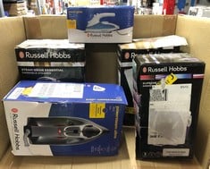 QUANTITY OF KITCHEN & APPLIANCES ITEMS TO INCLUDE RUSSELL HOBBS DUAL VOLTAGE STEAM GLIDE TRAVEL IRON, 80ML WATER TANK, STAINLESS STEEL SOLEPLATE, WATER SPRAY, VARIABLE TEMP & STEAM, 1.5M CORD, 830W,