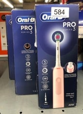 QUANTITY OF HEALTH & BEAUTY ITEMS TO INCLUDE ORAL-B PRO 3 ELECTRIC TOOTHBRUSHES FOR ADULTS, 1 3D WHITE TOOTHBRUSH HEAD, 3 MODES WITH TEETH WHITENING, 2 PIN UK PLUG, 3000, PINK: LOCATION - RACK D