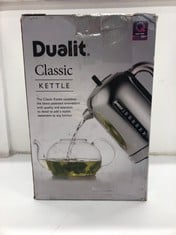 DUALIT CLASSIC KETTLE | POLISHED STAINLESS STEEL WITH BLACK TRIM | QUIET BOILING KETTLE | 90 SECOND BOIL TIME | 1.7 L CAPACITY, 2.3 KW | 72796.: LOCATION - RACK D