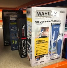 QUANTITY OF  ITEMS TO INCLUDE WAHL COLOUR PRO CORDLESS COMBI KIT, HAIR CLIPPERS FOR MEN, HEAD SHAVER, MEN'S HAIR CLIPPERS WITH BEARD TRIMMER, CLIPPER AND TRIMMER, EASY TO USE, GROOMING KIT: LOCATION