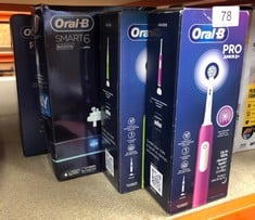 QUANTITY OF  ITEMS TO INCLUDE ORAL-B SMART 6 ELECTRIC TOOTHBRUSHES FOR ADULTS, APP CONNECTED HANDLE, 3 TOOTHBRUSH HEADS & TRAVEL CASE, 5 MODES, TEETH WHITENING, 2 PIN UK PLUG, 6000N: LOCATION - RACK