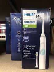 QUANTITY OF HEALTH & BEAUTY ITEMS TO INCLUDE PHILIPS SONICARE PROTECTIVE CLEAN 4300 ELECTRIC TOOTHBRUSH, SONIC TOOTHBRUSH WITH TWO INTENSITY LEVELS, PRESSURE SENSOR AND TIMER, WHITE, MODEL HX6807/51: