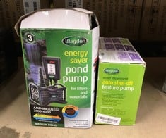 BLAGDON AMPHIBIOUS IQ ENERGY SAVING POND PUMP, FOR FOUNTAIN & WATERFALL, RUN DRY PROTECTION, ADJUSTABLE POWER & FLOW, 3000-6000 MEDIUM POND, BLACK  + BLAGDON WATER MOVEMENT AUTO SHUT-OFF FEATURE PUMP