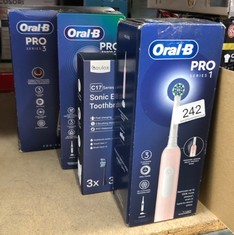 QUANTITY OF HEALTH & BEAUTY ITEMS TO INCLUDE ORAL-B PRO 1 ELECTRIC TOOTHBRUSH FOR ADULTS WITH 3D CLEANING, 1 TOOTHBRUSH HEAD, GUM PRESSURE CONTROL, 2 PIN UK PLUG, PINK: LOCATION - C RACK