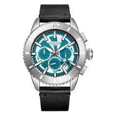 GAMAGES OF LONDON LIMITED EDITION HAND ASSEMBLED BOLD AUTOMATIC SILVER TEAL WATCH - SKU: GA1952 RRP £805: LOCATION - A RACK