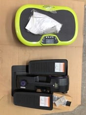 WONDER CORE ROCK N FIT VIBRATION PLATE & EXERCISE SEAT, 20 SPEED TOTAL BODY WORKOUT (LIME GREEN) & CUBII ELLIPTICAL: LOCATION - D RACK