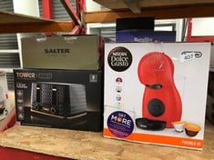 QUANTITY OF KITCHEN & APPLIANCES ITEMS TO INCLUDE NESCAFÉ DOLCE GUSTO DELONGHI PICCOLO XS POD CAPSULE COFFEE MACHINE, ESPRESSO, CAPPUCCINO AND MORE, EDG210.R,0.8 LITERS, RED AND BLACK EDG 210.R: LOCA