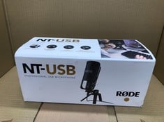 RØDE NT-USB VERSATILE STUDIO-QUALITY CONDENSER USB MICROPHONE WITH POP FILTER AND TRIPOD FOR STREAMING, GAMING, PODCASTING, MUSIC PRODUCTION, VOCAL AND INSTRUMENT RECORDING: LOCATION - E RACK