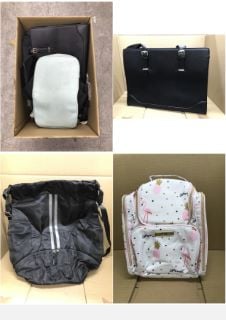 QUANTITY OF BAGS TO INCLUDE BLACK LEATHER HANDBAG: LOCATION - E RACK