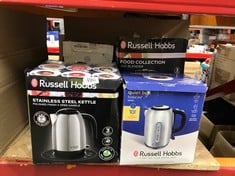 QUANTITY OF KITCHEN & APPLIANCES ITEMS TO INCLUDE RUSSELL HOBBS STAINLESS STEEL & BLACK ELECTRIC 1.7L CORDLESS KETTLE WITH BLACK HANDLE (FAST BOIL 3KW, REMOVABLE WASHABLE ANTI-SCALE FILTER, PULL OFF