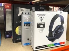 QUANTITY OF TECH & GAMING ITEMS TO INCLUDE TURTLE BEACH RECON 70 BLUE CAMO GAMING-HEADSET - PS4, PS5, NINTENDO SWITCH, XBOX ONE & PC: LOCATION - A RACK