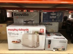 QUANTITY OF KITCHEN & APPLIANCES ITEMS TO INCLUDE MORPHY RICHARDS HIVE CREAM 2 SLICE TOASTER - GLOSS FINISH - PLASTIC - 2 SLOT - 220032: LOCATION - A RACK