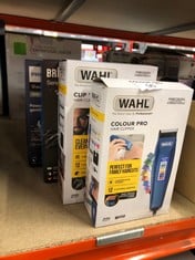 QUANTITY OF HEALTH & BEAUTY ITEMS TO INCLUDE WAHL COLOUR PRO CORDED CLIPPER, HEAD SHAVER, MEN'S HAIR CLIPPERS, COLOUR CODED GUIDES, FAMILY AT HOME HAIRCUTTING: LOCATION - A RACK