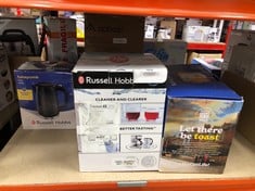 QUANTITY OF KITCHEN & APPLIANCES ITEMS TO INCLUDE RUSSELL HOBBS 2 SLICE LIFT & LOOK TOASTER (LONGER SLOTS, 6 BROWNING LEVELS, DEFROST/REHEAT/CANCEL FUNCTION, REMOVABLE CRUMB TRAY, 1670W, CREAM & STAI