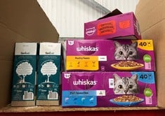 QUANTITY OF CAT FOOD/TREATS TO INCLUDE WHISKAS FISH FAVOURITE SOME ITEMS MAY BE PAST BBD: LOCATION - A RACK(COLLECTION OR OPTIONAL DELIVERY AVAILABLE)