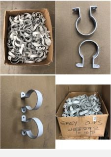 BOX OF GREY METAL GUTTERING CLIPS :: LOCATION - BACK RACK(COLLECTION OR OPTIONAL DELIVERY AVAILABLE)