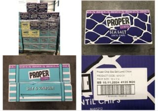 1 X PALLET OF PROPER CHIPS TO INCLUDE PROPER CHIPS GHOST CHILLI & YUZU LENTIL CHIPS - SOME MAY BE PAST BEST BEFORE: LOCATION - BACK FLOOR(COLLECTION OR OPTIONAL DELIVERY AVAILABLE)