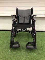 PURPLE ADULT WHEEL CHAIR WITH FOOT RESTS. : LOCATION - BACK FLOOR(COLLECTION OR OPTIONAL DELIVERY AVAILABLE)