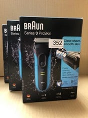 3 X BRAUN SERIES 3 PROSKIN ELECTRIC SHAVER, ELECTRIC RAZOR FOR MEN WITH POP UP PRECISION TRIMMER, BLACK/BLUE RAZOR, PACK OF 1: LOCATION - D