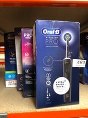 QUANTITY OF HEALTH & BEAUTY ITEMS  ORAL-B VITALITY PRO ELECTRIC TOOTHBRUSHES FOR ADULTS, FOR HIM / HER, 1 HANDLE, 2 TOOTHBRUSH HEADS, 3 BRUSHING MODES INCLUDING SENSITIVE PLUS, 2 PIN UK PLUG, BLACK: