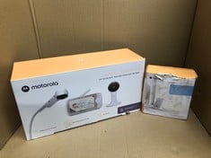 QUANTITY OF BABY & TODDLER ITEMS  MOTOROLA NURSERY VM65X CONNECT - HALO VIDEO BABY MONITOR WITH CRIB HOLDER - 5 INCH PARENT UNIT AND WIFI APP - FLEXIBLE MAGNETIC CAMERA MOUNT, WHITE: LOCATION - E