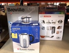 QUANTITY OF KITCHEN & APPLIANCES ITEMS  RUSSELL HOBBS BRUSHED STAINLESS STEEL ELECTRIC 1.7L CORDLESS KETTLE (QUIET & FAST BOIL 3KW, REMOVABLE WASHABLE ANTI-SCALE FILTER, PUSH BUTTON LID, PERFECT POUR