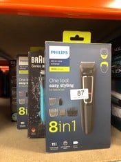 QUANTITY OF HEALTH & BEAUTY ITEMS  PHILIPS MULTIGROOM SERIES 3000 8-IN-1 FACE AND BODY HAIR SHAVER AND TRIMMER (MODEL MG3730/13): LOCATION - A