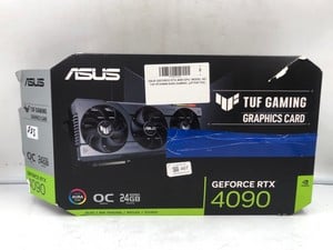 ASUS GEFORCE RTX 4090 GPU: MODEL NO TUF-RTX4090-024G-GAMING (SMASHED / SALVAGE / SPARES):: LOCATION - U RACK