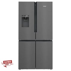 SIEMENS AMERICAN STYLE 4 DOOR FRIDGE FREEZER WITH WATER DISPENSER IN BRUSHED BLACK STEEL - MODEL NO. KF96DPXEA - RRP £2400