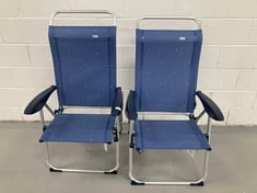 2 X AKTIVE BEACH CHAIR, FOLDING AND RECLINING 4 POSITIONS, NAVY BLUE, ANTI-TIPPER, DIMENSIONS 47 X 59 X 108CM, MAX. WEIGHT 110 KG, MATERIAL ALUMINIUM, BEACH CHAIRS (62291).