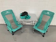 3 X CAMPING ITEMS INCLUDING AKTIVE TABLE GREY COLOUR.