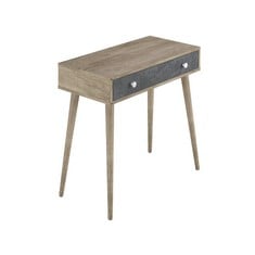 MOVIAN RECTANGULAR MINI SCANDI DESK WITH DRAWER, 100 X 50 X 75 CM, COLOUR OAK/LIGHT GREY.