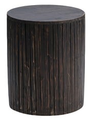 RECYCLED WOOD STOOL AND PLANT STAND, OUTDOOR, 39 X 48 CM, WASHED CHOCOLATE BROWN.