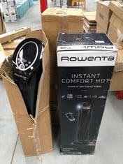 3 X TOWER FANS OF DIFFERENT BRANDS AND MODELS INCLUDING ROWENTA INSTANT COMFORT HOT.