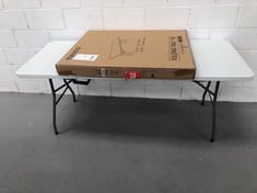 2 X TENCO TG180 FOLDING TABLE, HIGH DENSITY POLYETHYLENE, WHITE.