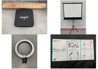 2 X TECHNOLOGY RELATED ITEMS INCLUDING OVERMAX PROJECTION SCREEN.