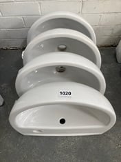 4 X TWYFORD OPTION 400MM BASIN RIGHT HAND - MODEL NO. OT4845WH - TOTAL LOT RRP £180