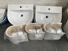 2 X CONNECT AIR BASIN IN WHITE 50 X 46CM - ITEM NO. E138701 TO INCLUDE ISARCA LARGE SEMI-PED - TOTAL LOT RRP £540 (ZONE 3) AND CONNECT AIR BASIN IN WHITE 50 X 46CM - ITEM NO. E138701 TO INCLUDE ISARC