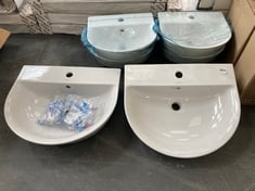 7 X SOTTINI ISARCA WALL HUNG BASIN IN WHITE 55 X 46CM IN WHITE - ITEM NO. U863301 - RRP £140 (ZONE 3) (KERBSIDE PALLET DELIVERY)