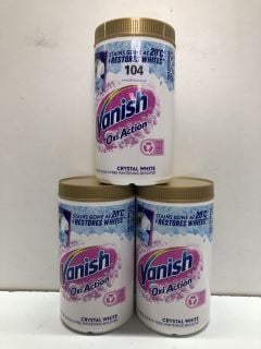 3 X VANISH OXI ACTION CRYSTAL WHITE CHLORINE BLEACH FREE WHITENING BOOSTER 1.41KG - RRP.£12 EACH