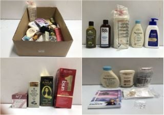 BOX OF VARIOUS ITEMS TO INC AVEENO BABY DAILY CARE HAIR & BODY WASH FOR SENSITIVE SKIN