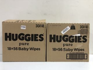 2 X BOXES HUGGIES PURE BABY WIPES