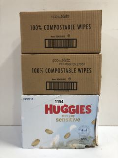 3 X BOXES OF BABY WIPES TO INC HUGGIES EXTRA CARE SENSITIVE