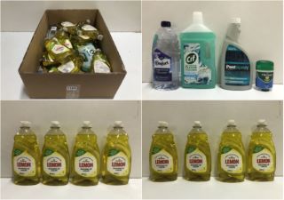 BOX OF CLEANING PRODUCTS TO INC MORRISONS LEMON WASHING UP LIQUID