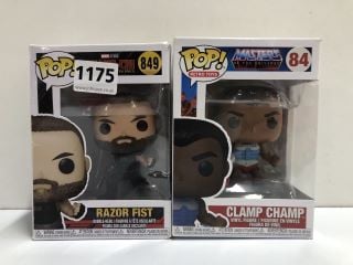 2 X POP FIGURES TO INC MASTERS OF THE UNIVERSE CLAMP CHAMP