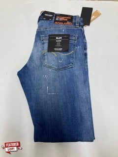 JACK & JONES GLENN SLIM FIT DISTRESSED JEANS - SIZE: W30 L32 - RRP.£60