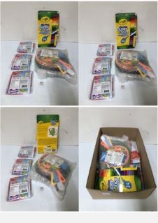 BOX OF ITEMS TO INC.CRAYOLA SUPER TIPS WASHABLE MAKER PENS